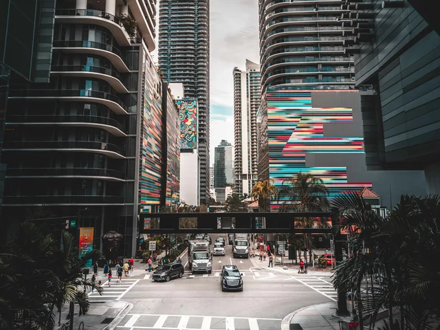 High-rise buildings along a Brickell street