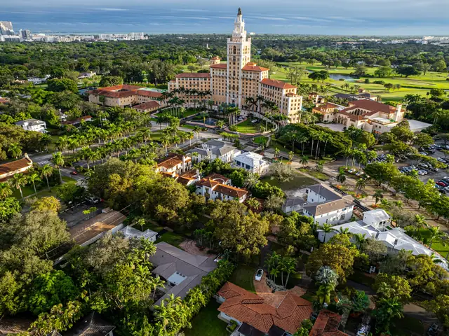 Biltmore tower and tree-lined Coral Gables