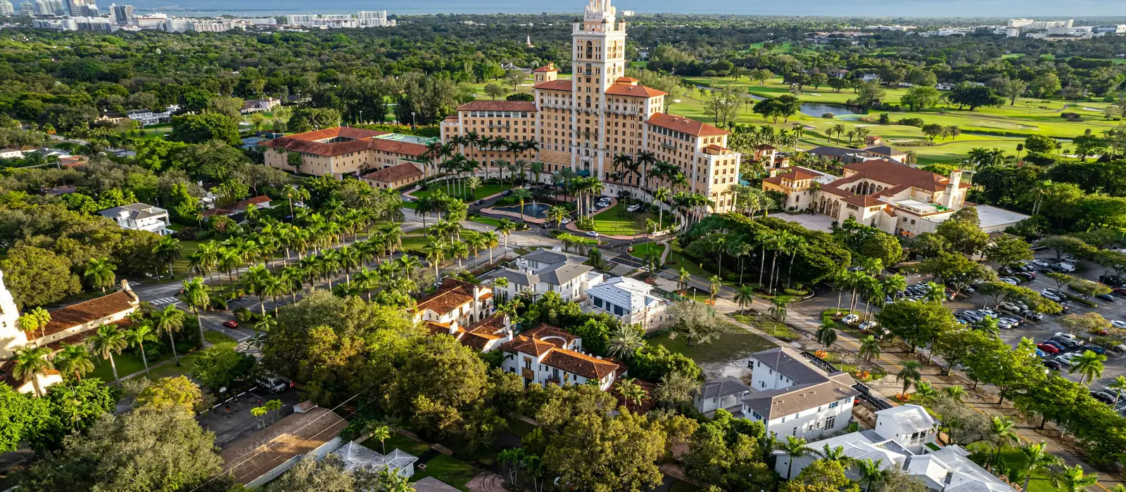 Biltmore tower and tree-lined Coral Gables